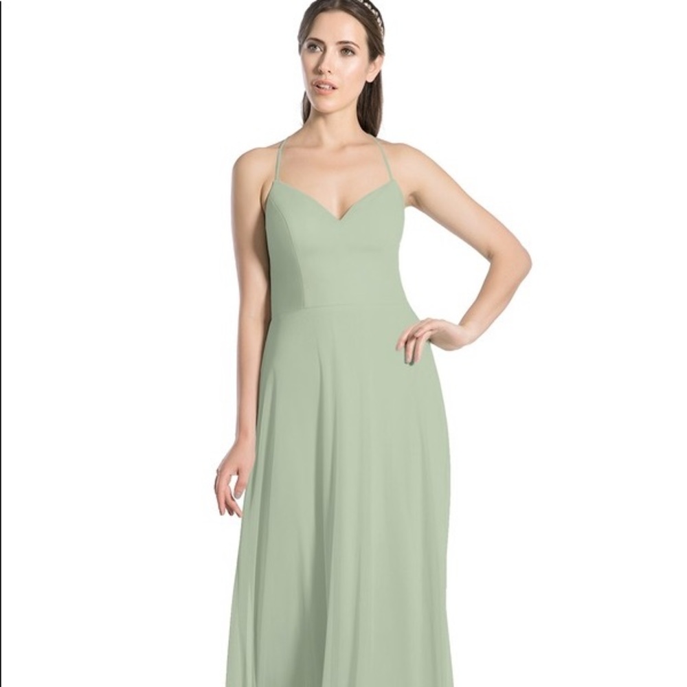 Dusty Sage Sweetheart Neck Dress